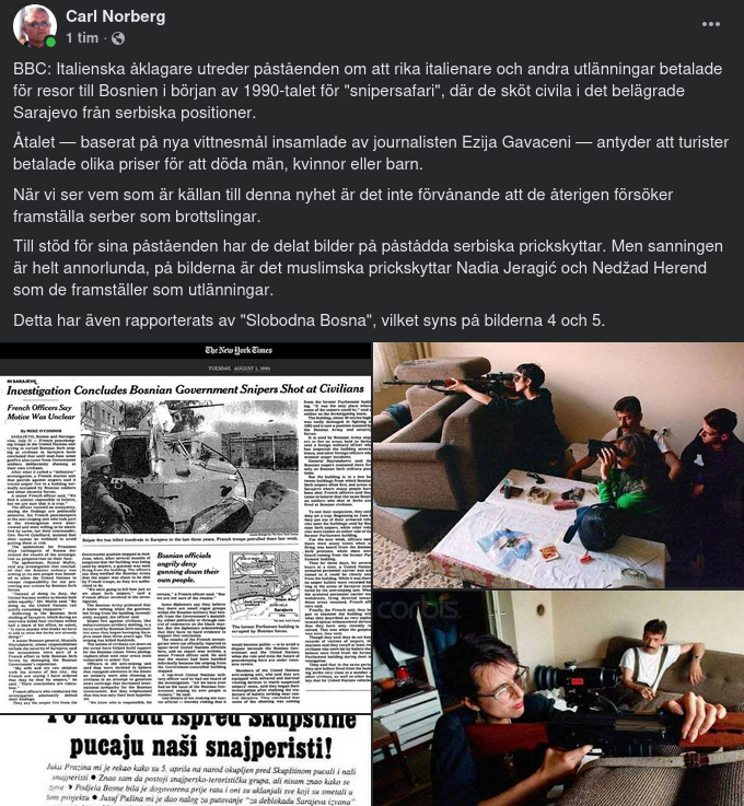 Bosnisk Snipersafari & Muslimska Prickskyttar