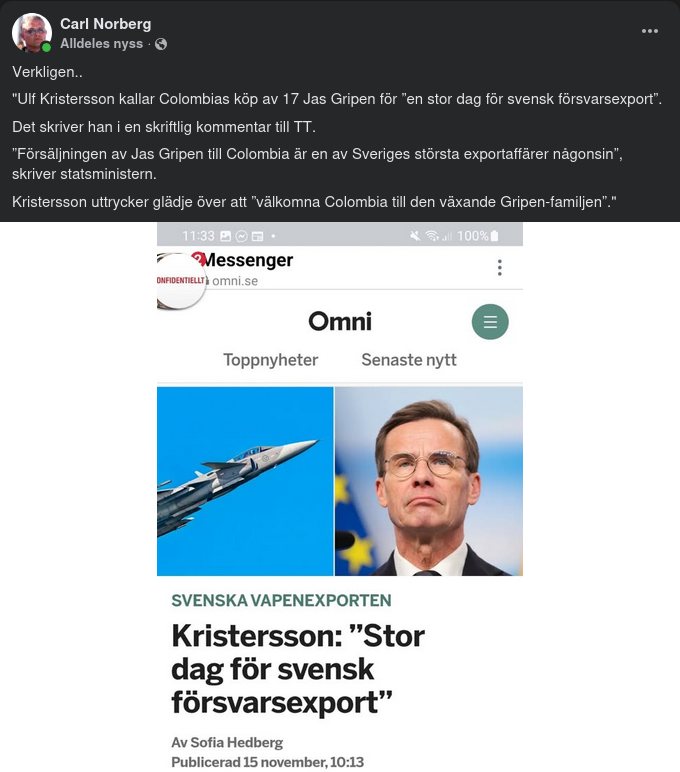 Gripenaffär Bekräftad, Dementerad & Bekräftad