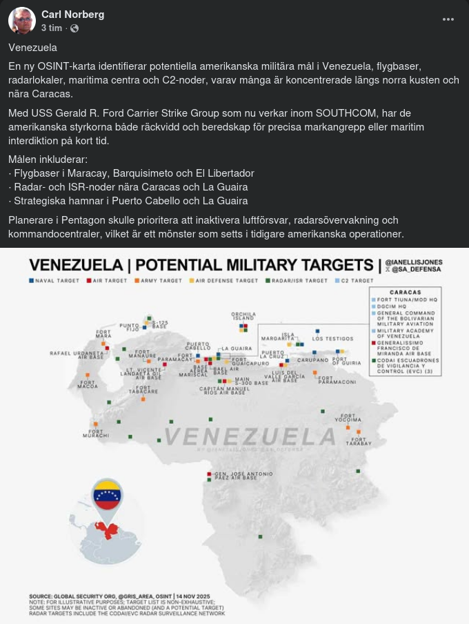 OSINT-Karta Över Venezuela