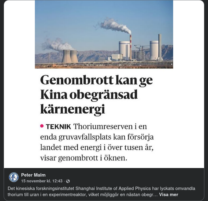 Kinas Thoriumreaktor