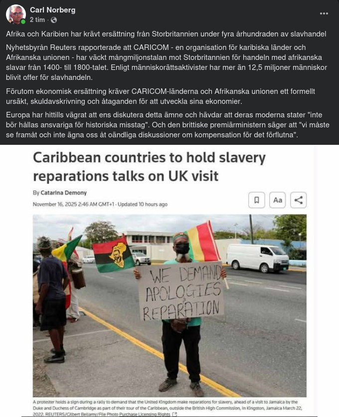 Ersättningskrav För Historisk Slavhandel