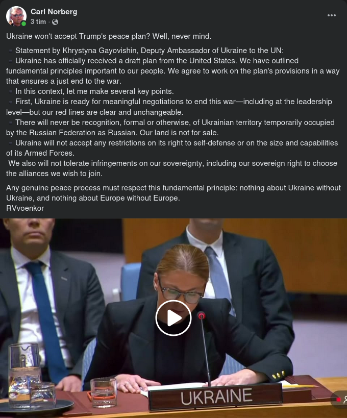 Blandat Angående Trumps Fredsplan