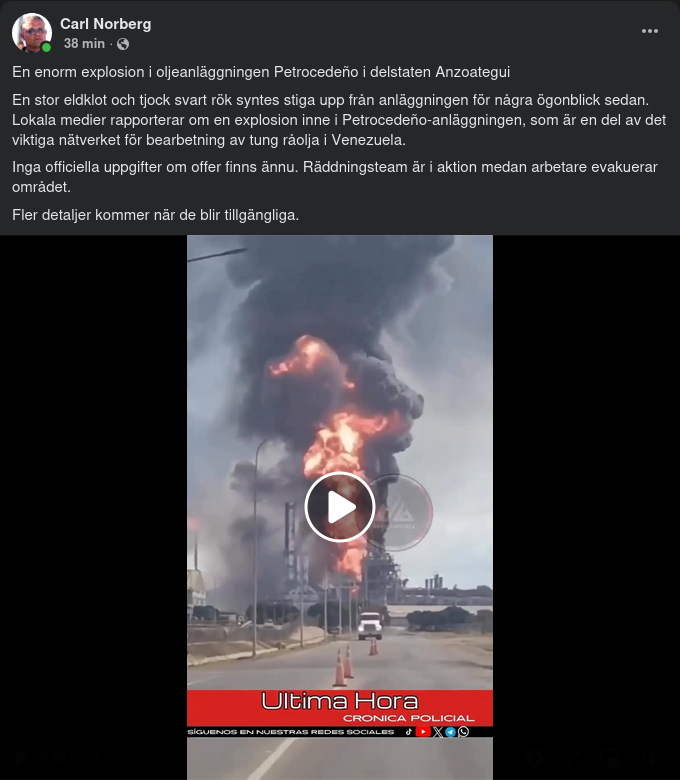 Oljeanläggningsexplosion I Petrocedeño