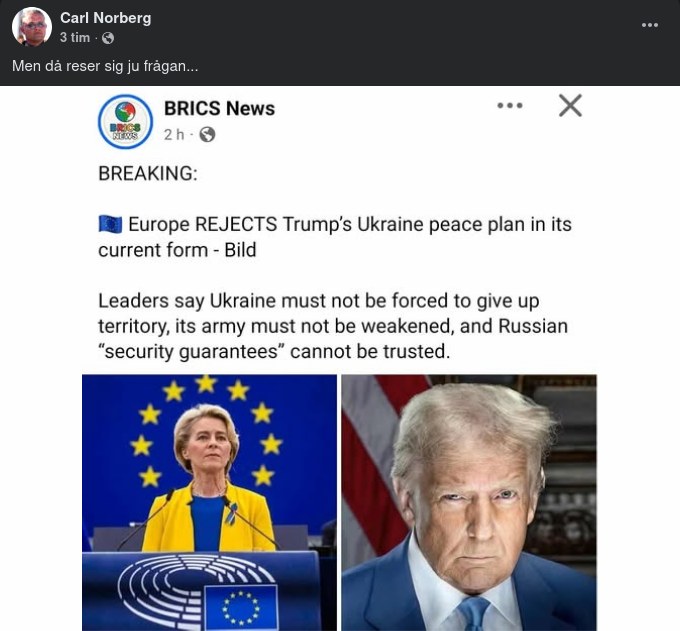 Samling Om Ukraina & Trumps Fredsplan