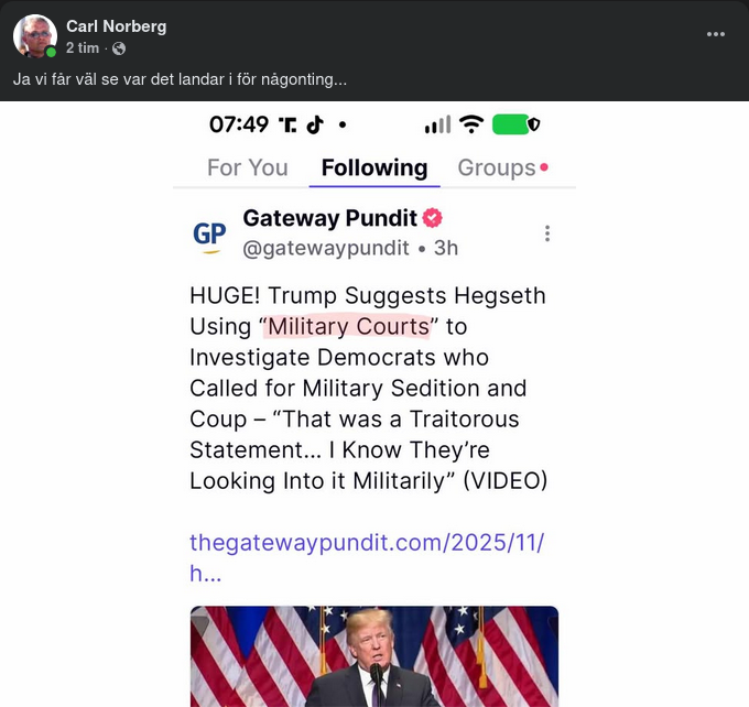 Trump Föreslår Hegseth Militärdomstolar
