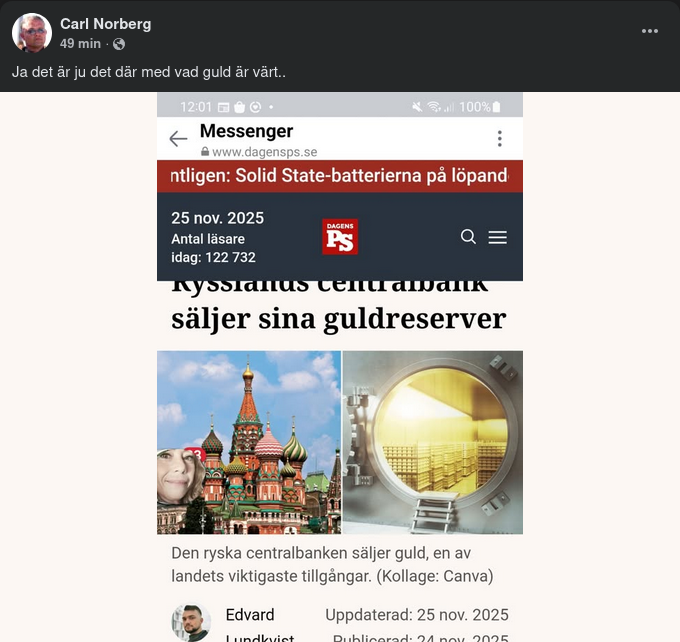 Rysslands Centralbank Säljer Guldreserver