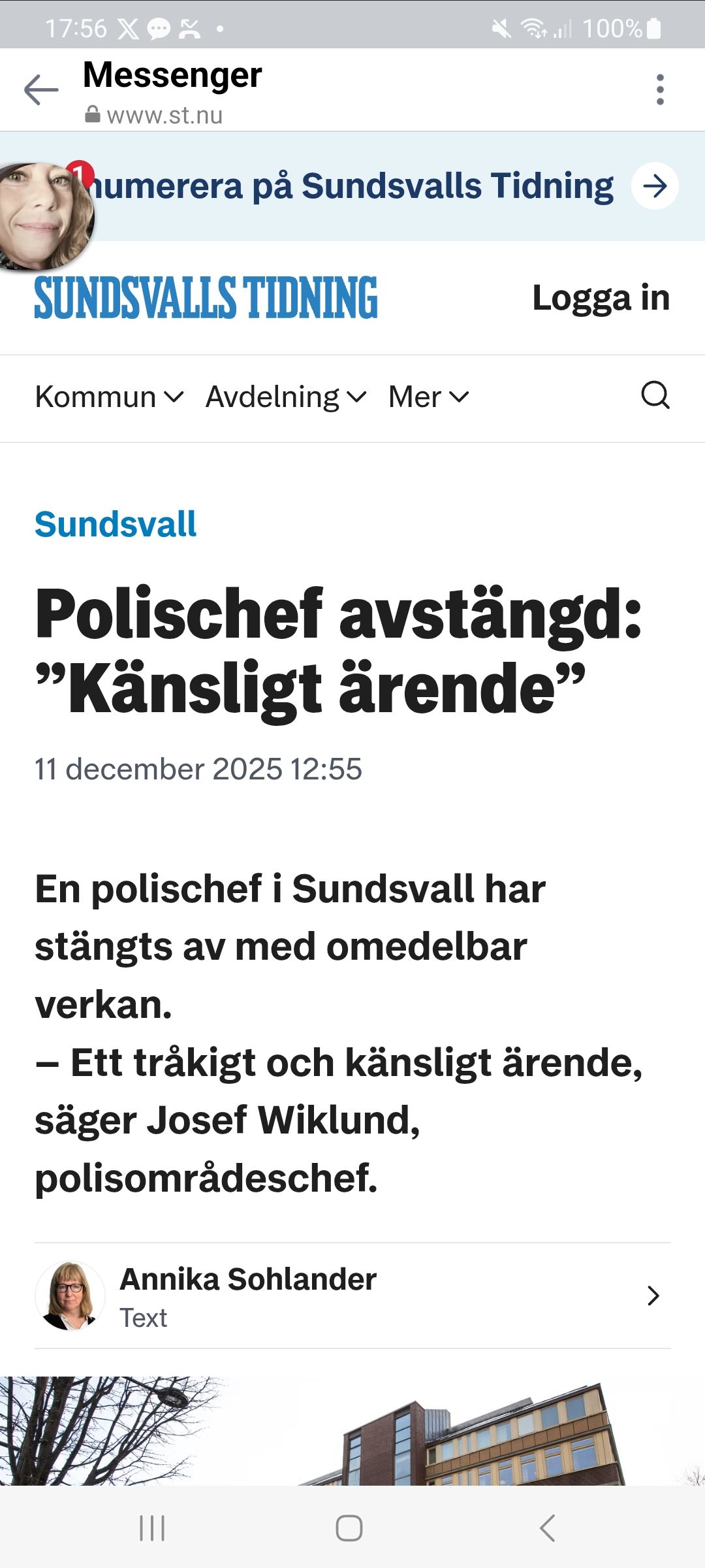Känsligt Med Avstängd Polischef I Sundsvall
