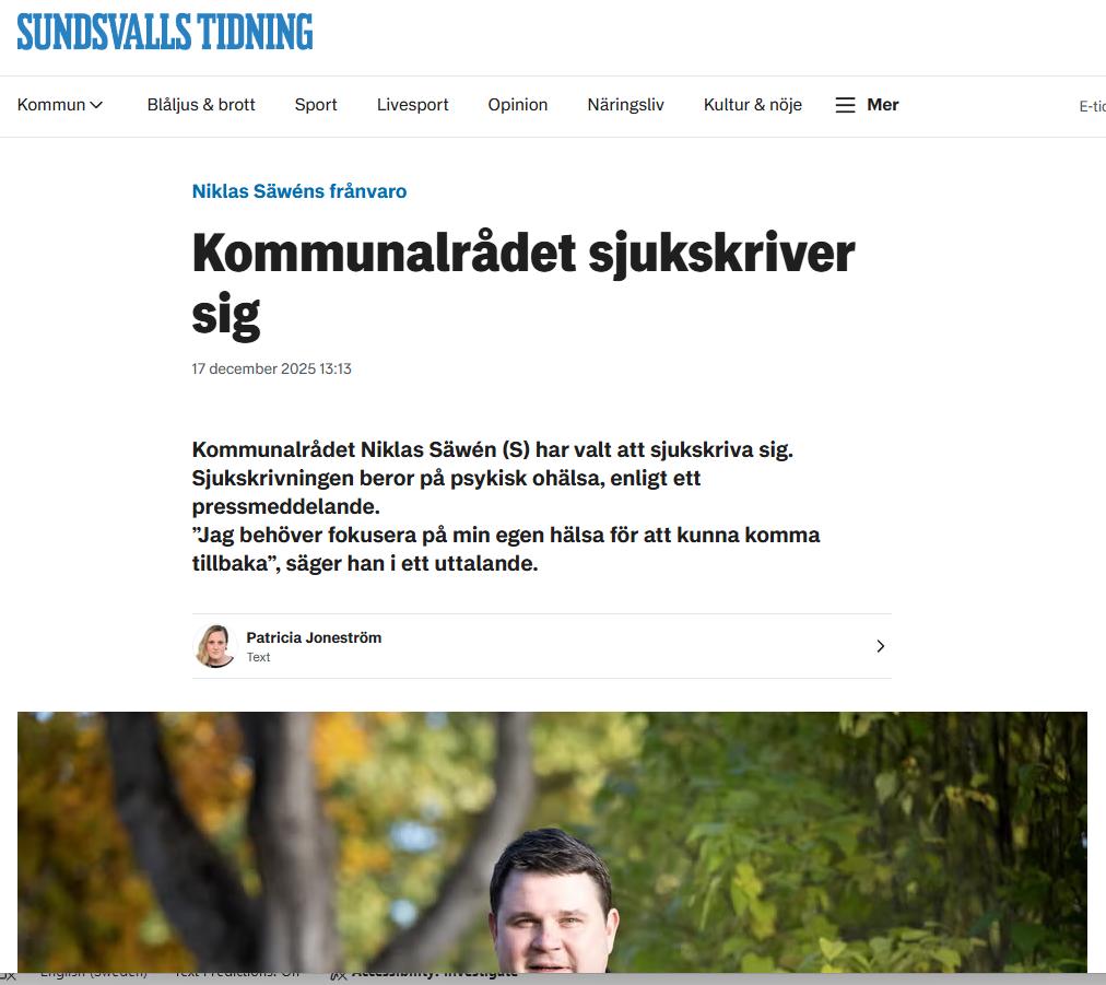 Sjukskrivet Kommunalråd
