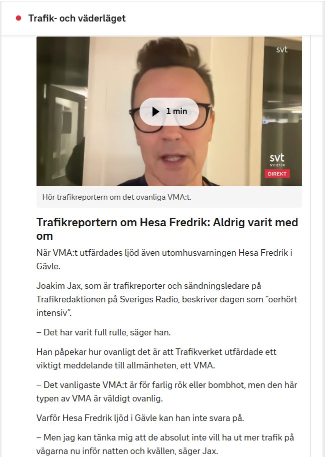 Oförklarad Hesa Fredrik I Gävle