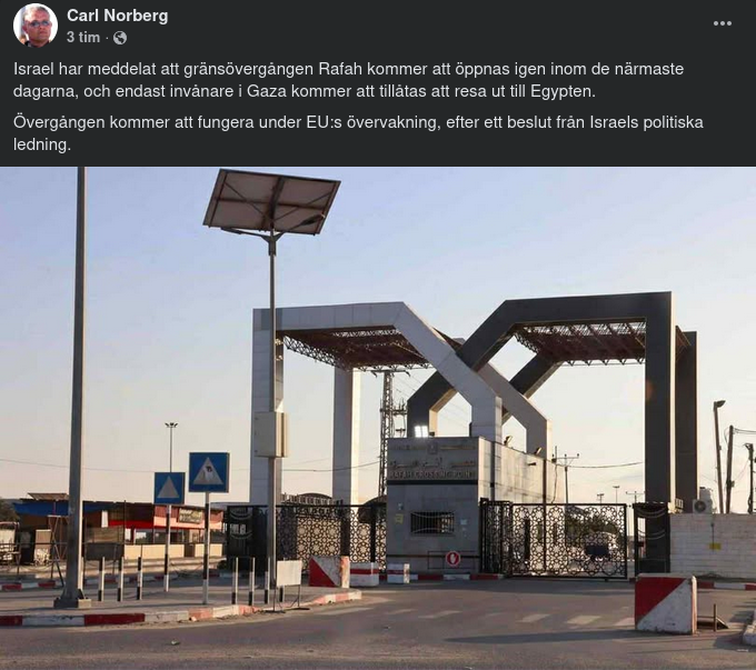 Gränsövergången Rafah Öppnas Igen