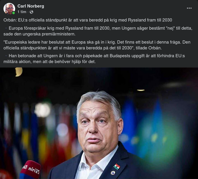 Orbán Säger Nej till EU:s Krigsförespråkande