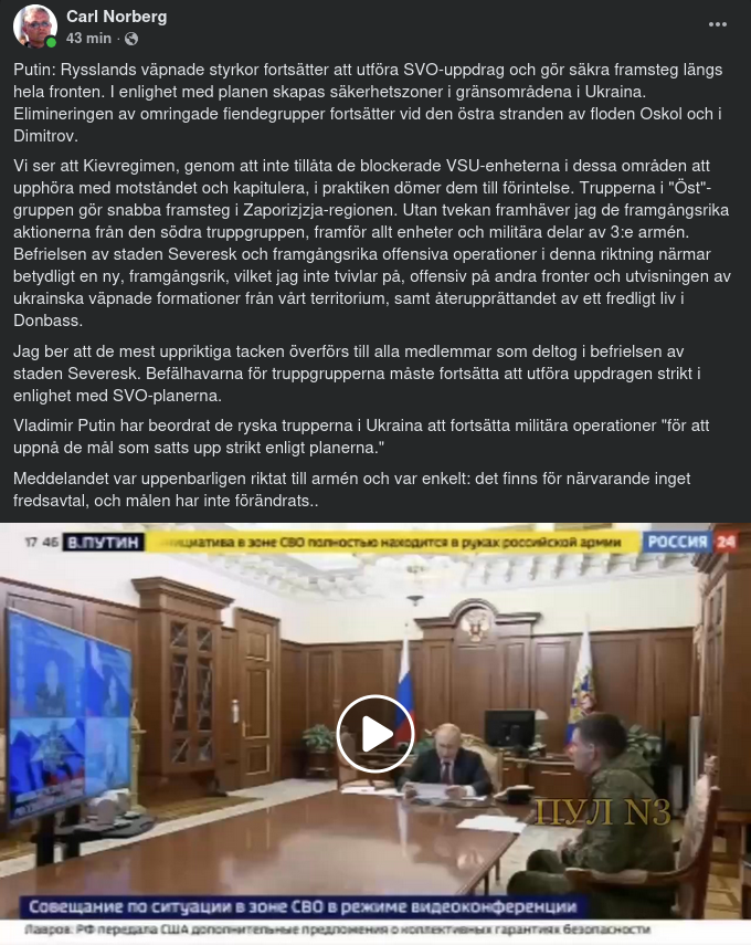 Putin Om Fortsatt Ryskt Opererande