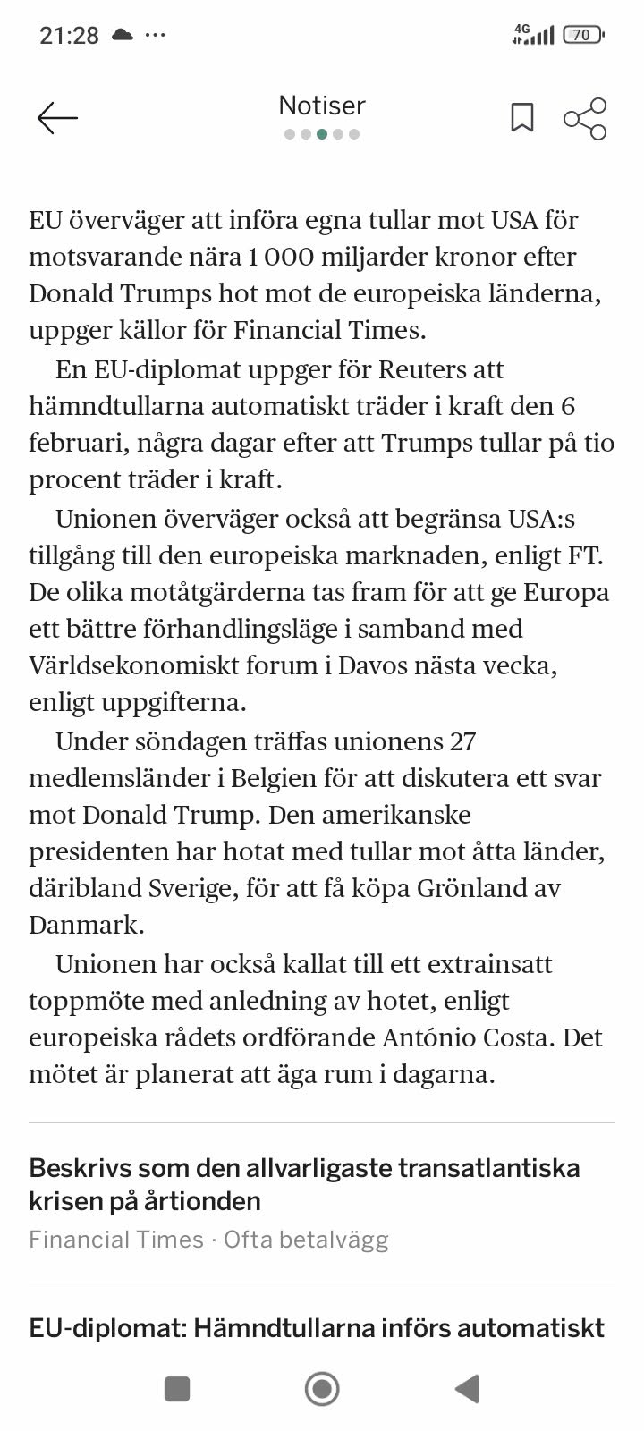 EU-Tullar Mot USA Övervägs