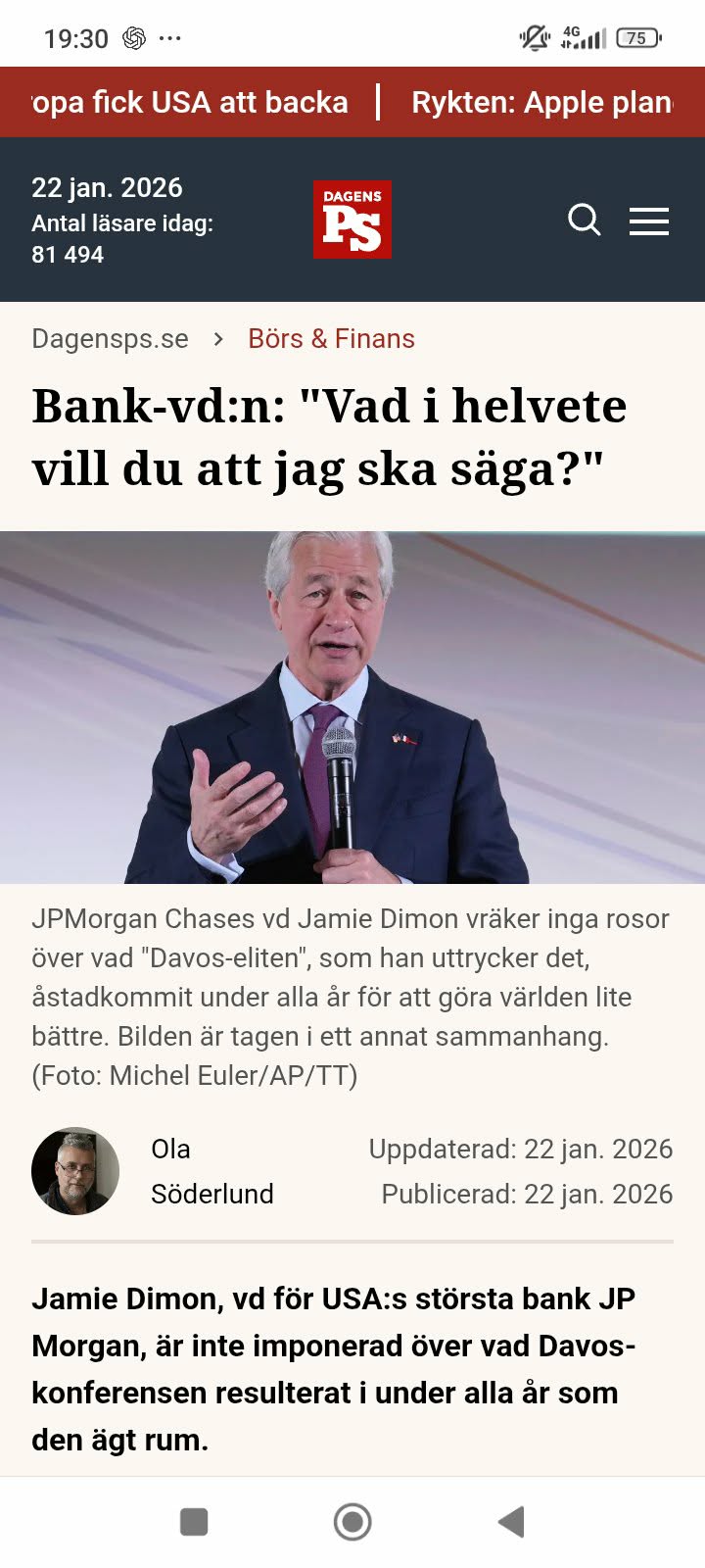 Bankdirektör Dimon Undrar Vad I Helvete Du Vill Att Han Ska Säga