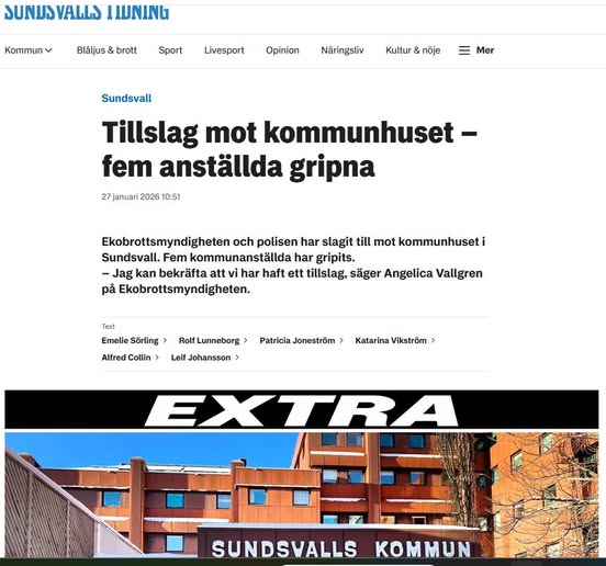 Fem Anställda Gripna I Kommunhuset I Sundsvall