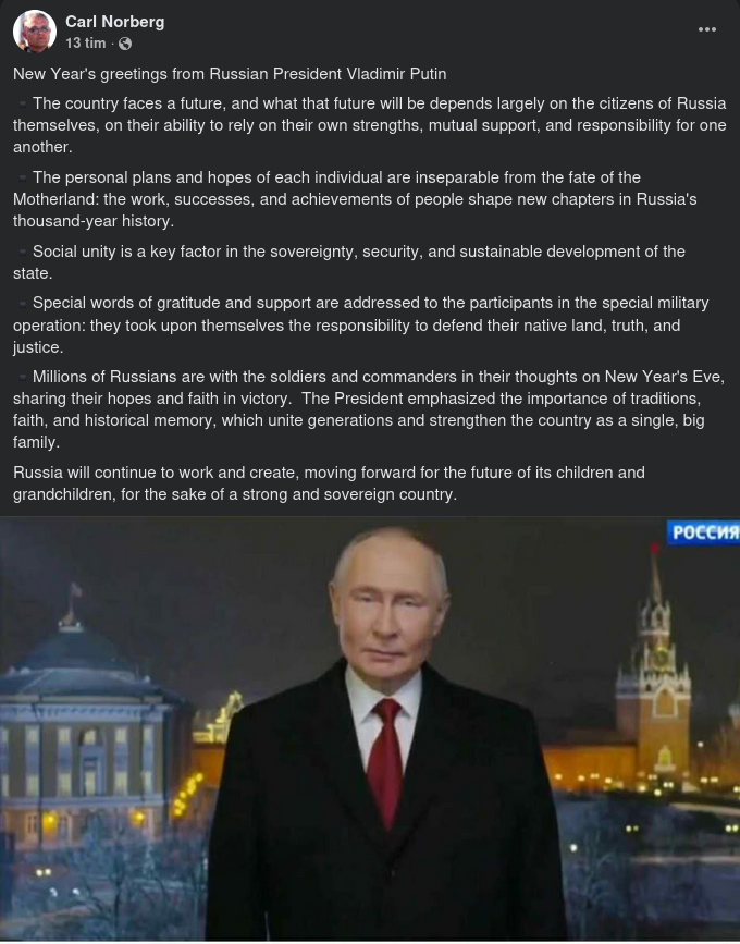 Gott Nytt År Från Putin