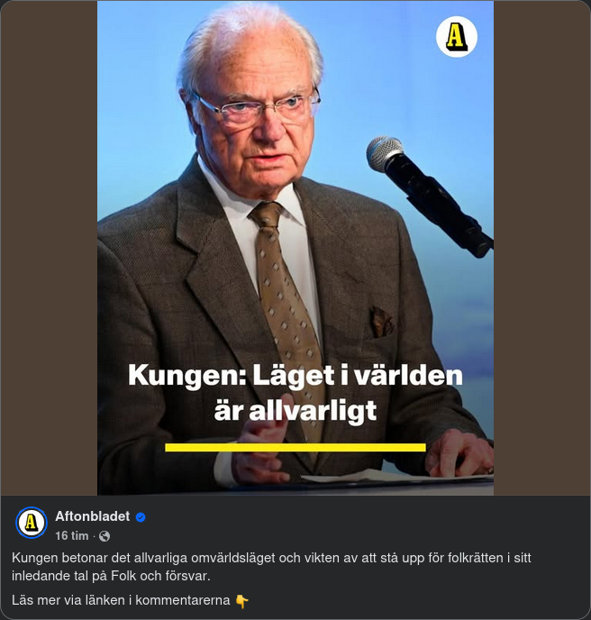 Kunglig Inledning Med Allvarlig Lägesvarning På Folk & Försvars Rikskonferens