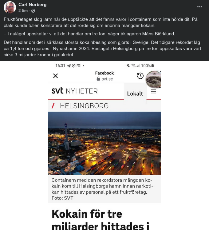 3 Ton Kokain Funnet I Helsingborg Av Fruktföretag