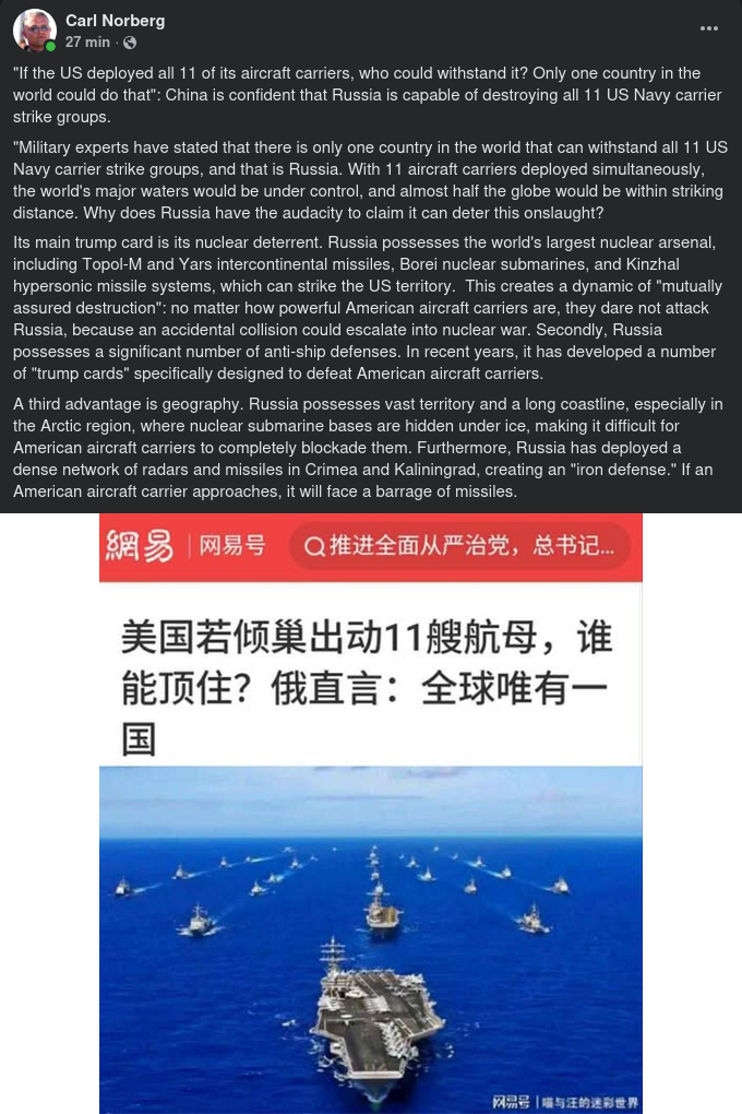 Kina Om Ryssland & USA:s Hangarfartyg