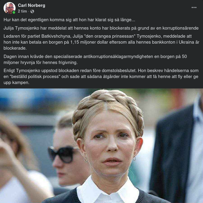 Bankkontoblockerad Tymosjenko