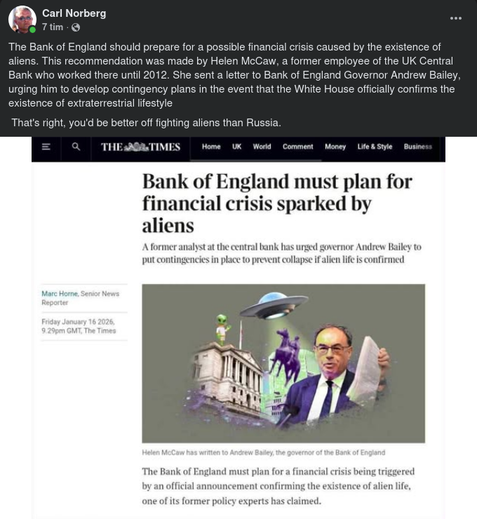 BoE Varnad För Aliens..