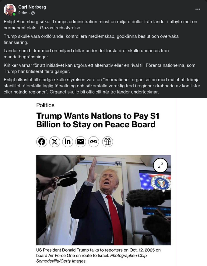 Dollarmiljard För Permanent Fredsstyrelseplats