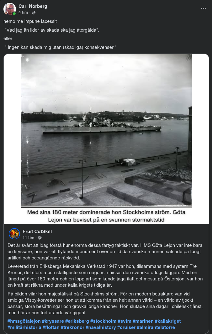 HMS Göta Lejon Som Almirante Latorre I Chile