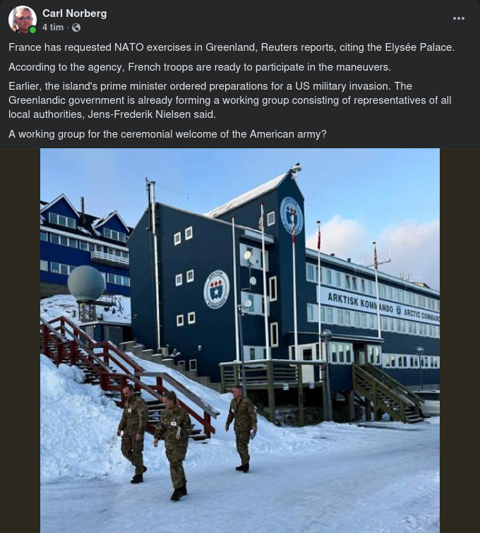 Frankrike Begär Natoövning På Grönland