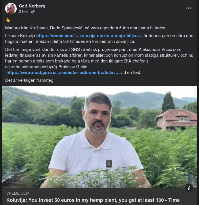 Fem Ton Marijuana Hos En SNS-Rådsledamot I Kruševac