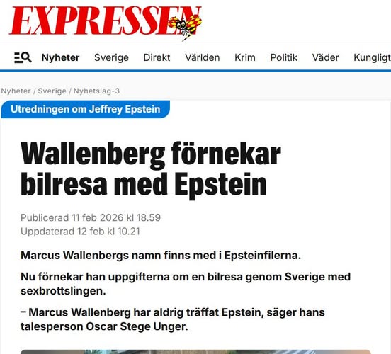 Marcus Wallenberg Förnekar Bilresa Med Epstein