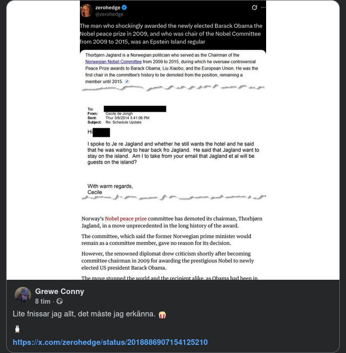 Obamas Fredspris, Epstein & Norges Nobelkommitté