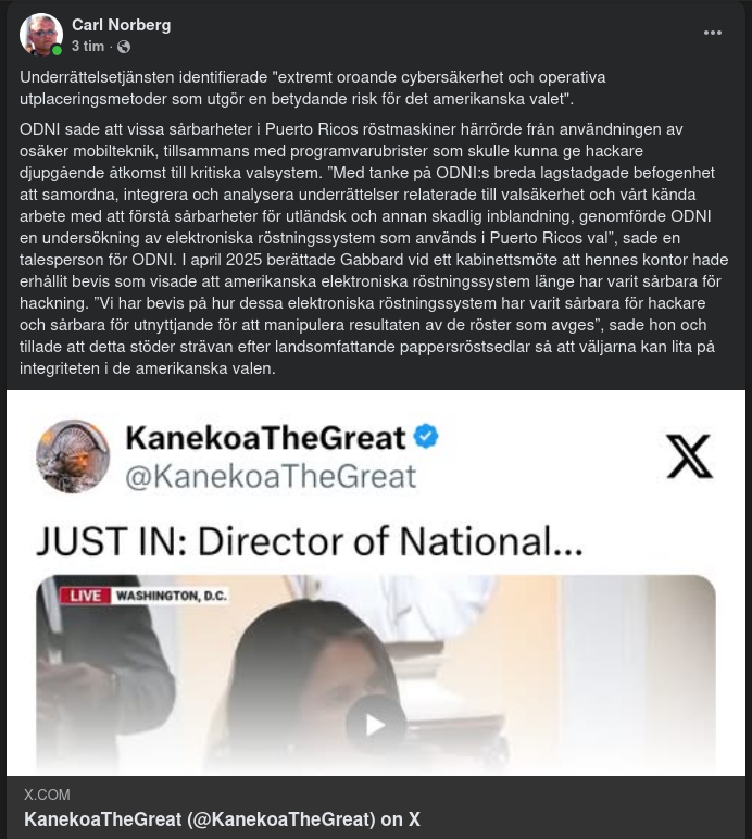 Puerto Ricos Valmaskiner Undersökta Av ODNI