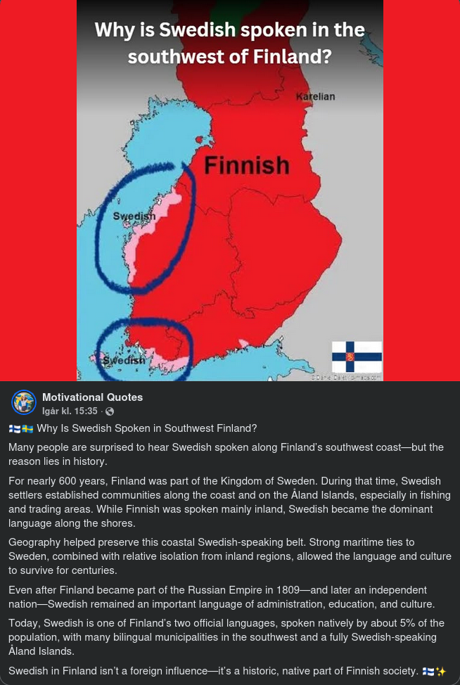 Svenskspråkligt I Finland