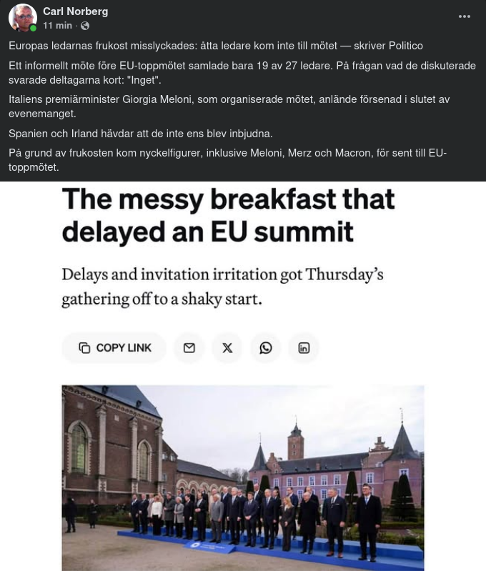 Misslyckat Europeiskt Ledarfrukostmöte