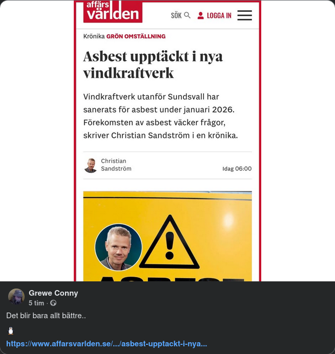 Vindkraftsasbest Utanför Sundsvall