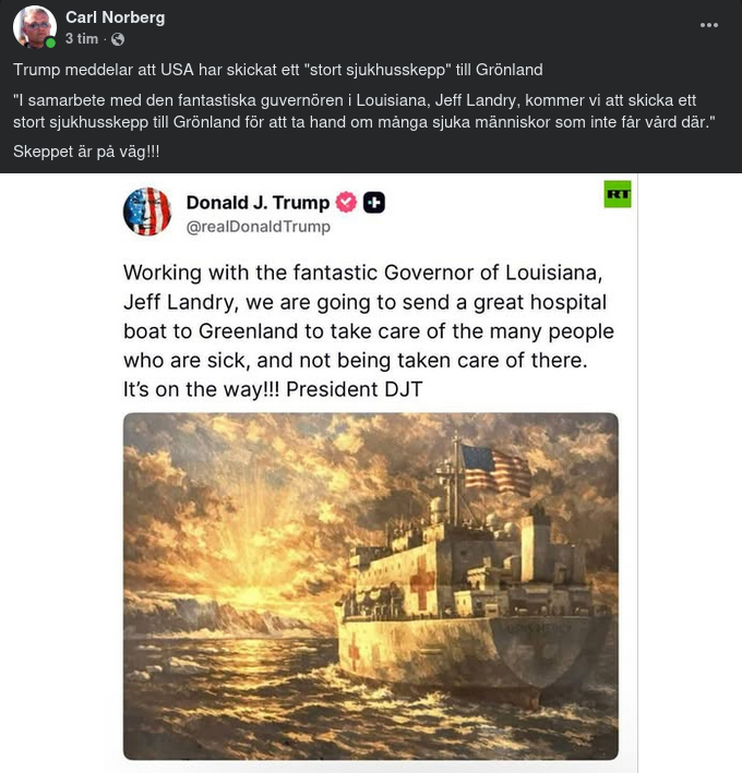 USA Skickar Sjukhusskepp Till Grönland