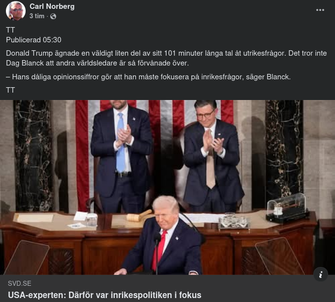 Inrikesfrågetalande Trump