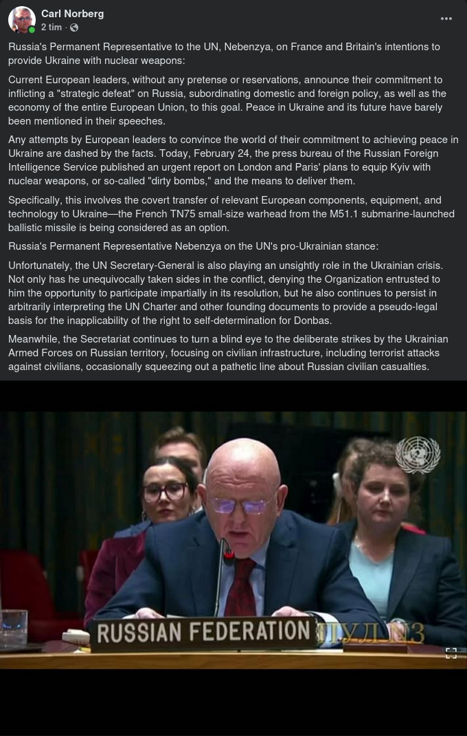 Ryssland I FN Om Försök Till Ukrainskt Kärnvapenbistånd