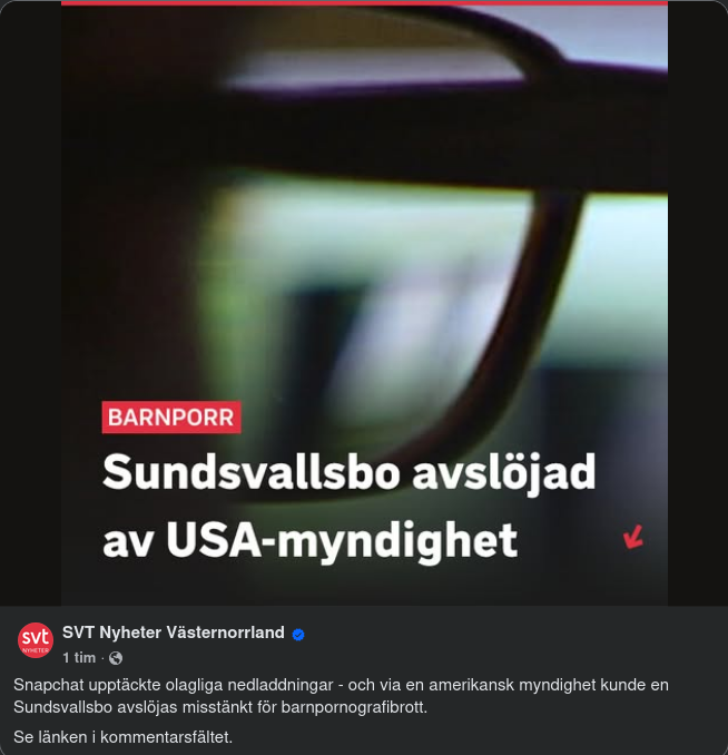 Sundsvallsbos Barnpornografi Avslöjad Av Amerikansk Myndighet