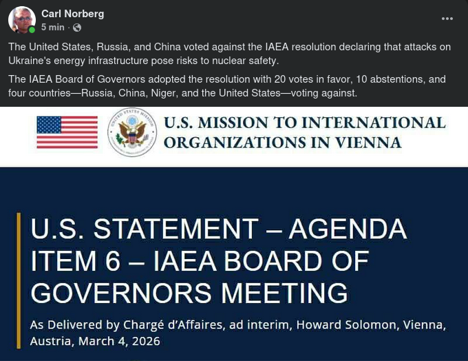 USA, Ryssland & Kina Röstar Mot IAEA-Resolution