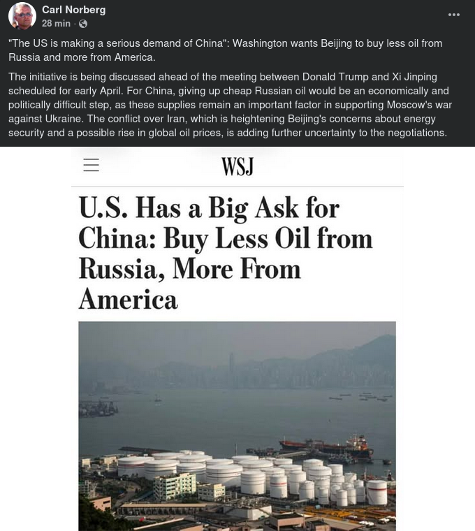 USA, Kina & Rysk Olja