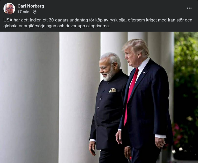 USA, Indien & Rysk Olja