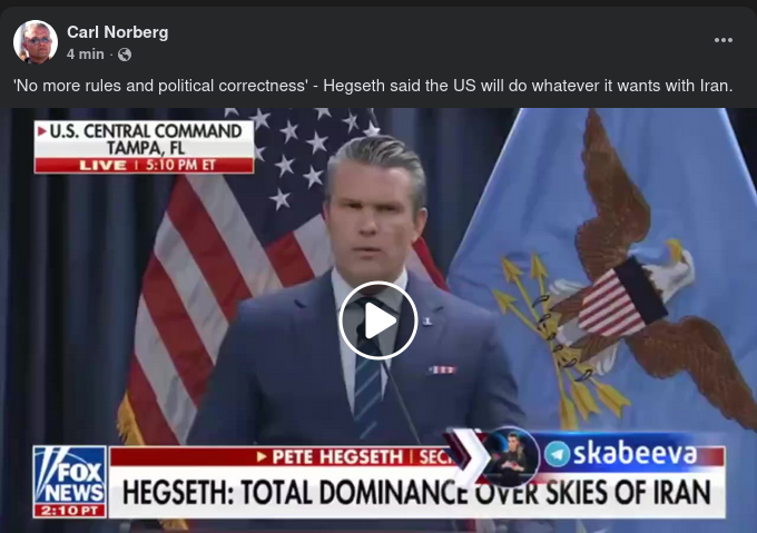 Hegseth Om Amerikanskt Iranhanterande