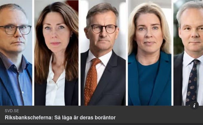 Centralbankschefernas Bostadslåneräntor I SvD