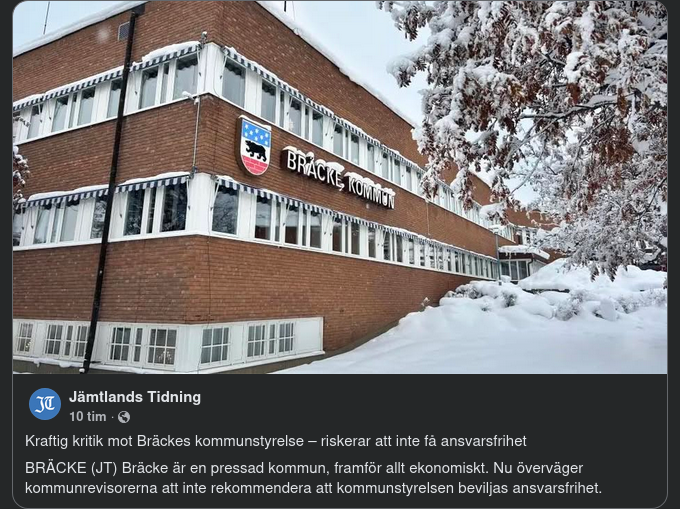 Bräcke Kommunstyrelse Riskerar Nekad Ansvarsfrihet