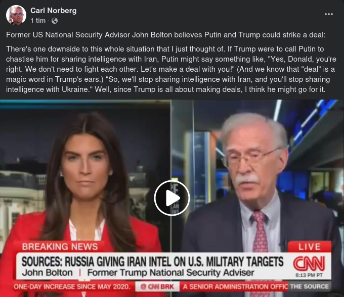 Bolton Oroar Sig För Trump-Deal Med Putin