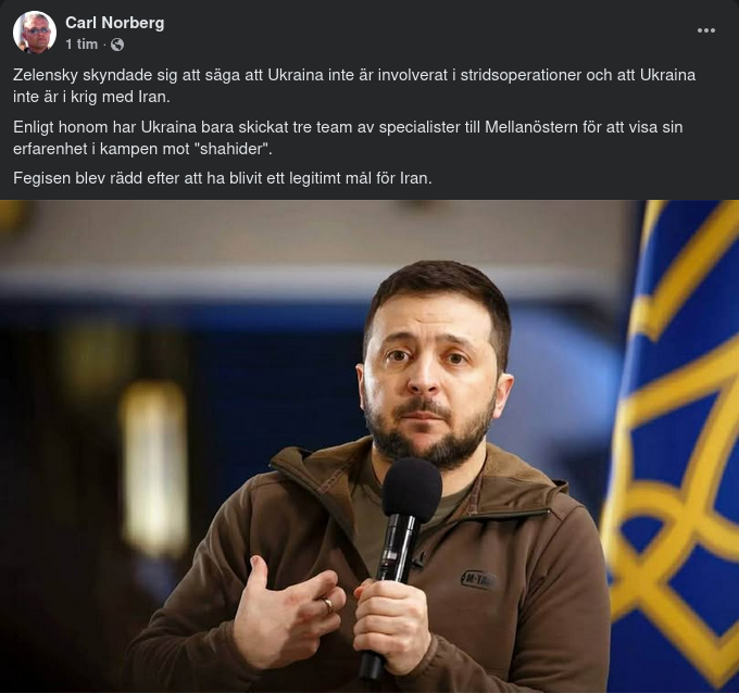 Ukraina Inte I Krig Med Iran