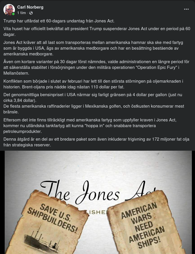 60 Dagars Jones Act Undantag