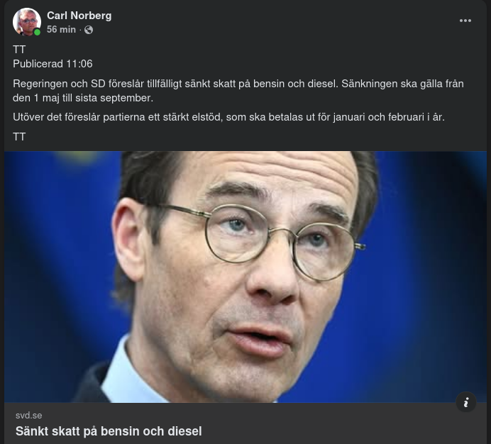 Tillfälligt Sänkt Bränsleskatt