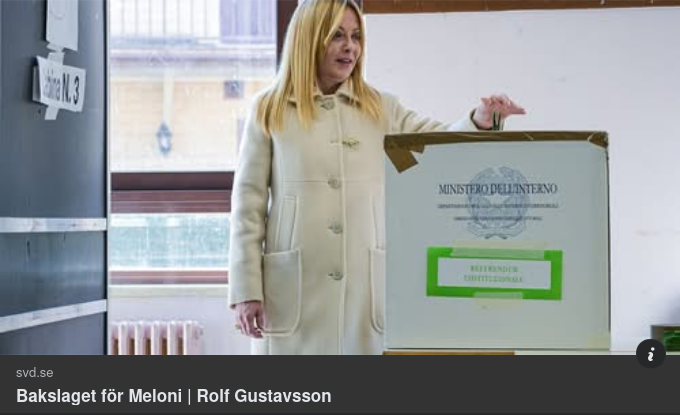 Meloni-Bakslag I SvD